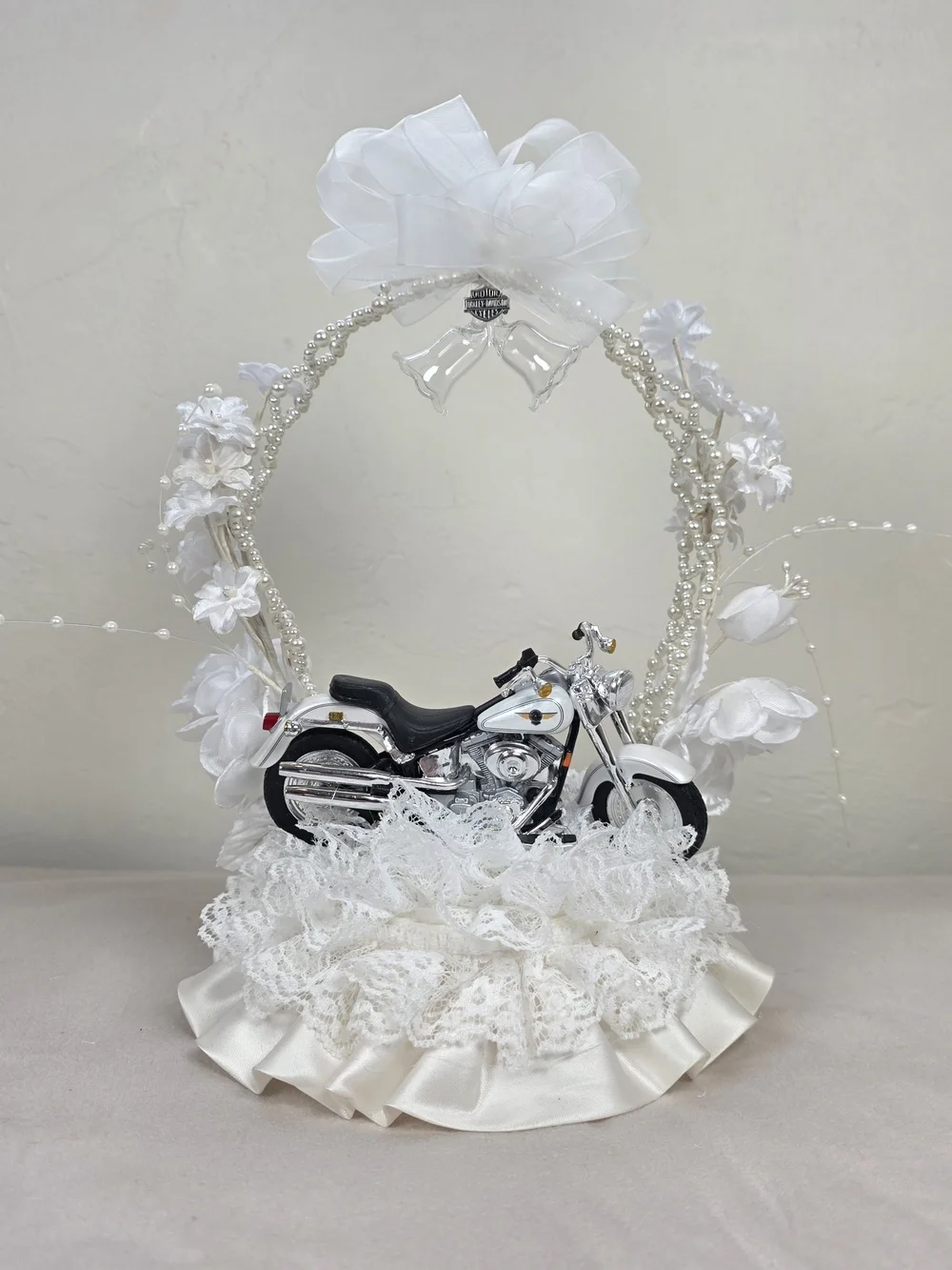 Vintage Harley Davidson Wedding Cake Topper Motorcycle Centerpiece